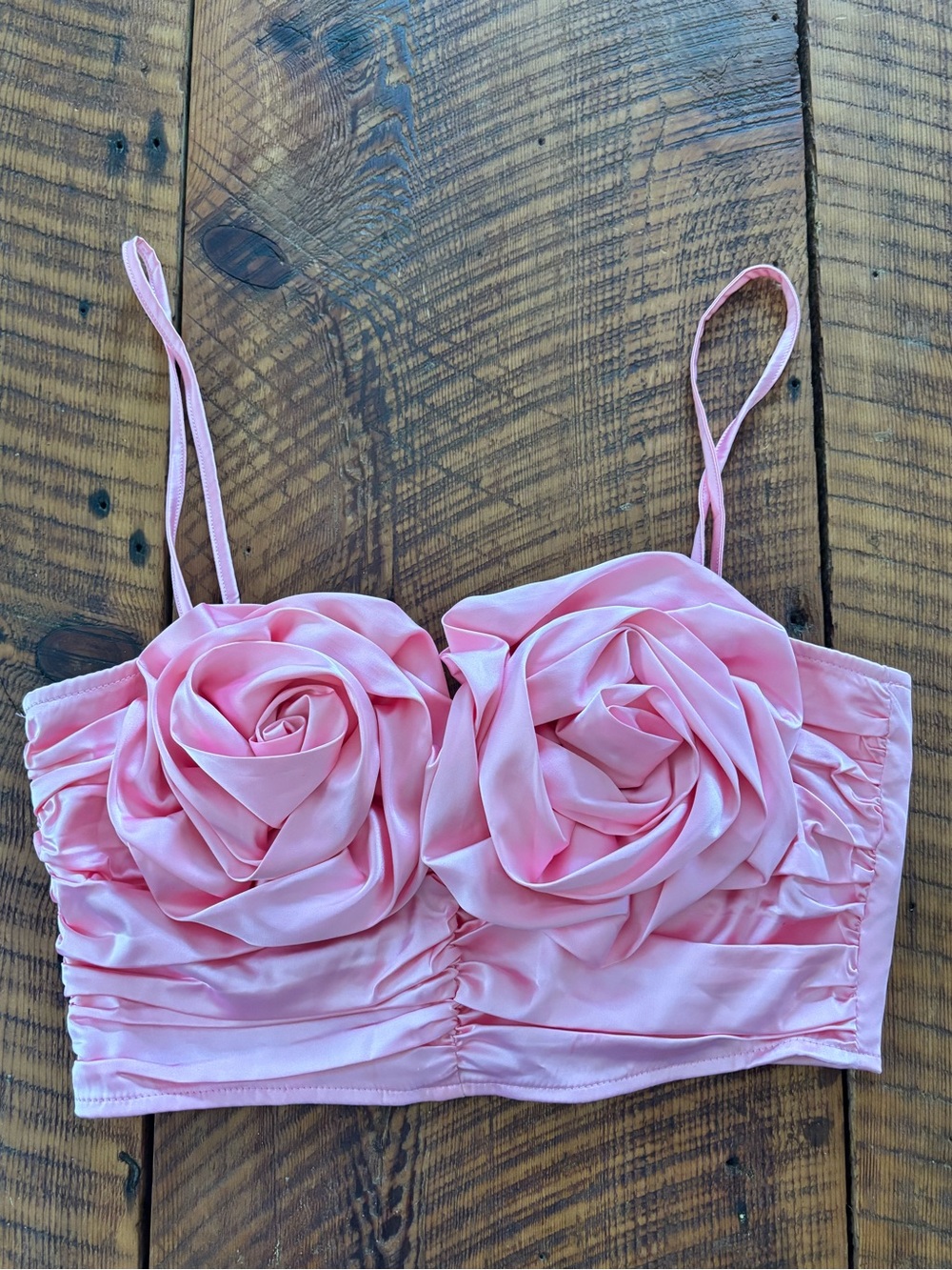 Hot & Delicious Pink Satin Rosette Bralette